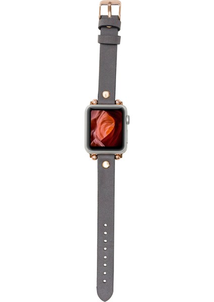 Apple Watch Uyumlu Deri Kordon 38-40-41MM Gt Rst9 Gri modelleri