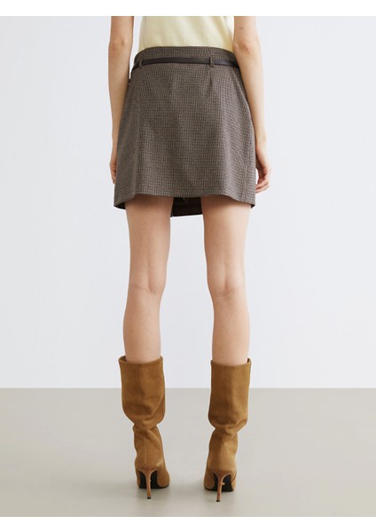 Yeni Sezon Beli Kemerli Ekose Pileli Mini Etek fırsatları