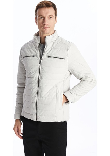 Yeni Sezon Standart Kalıp Dik Yaka Erkek Deri Görünümlü Mont