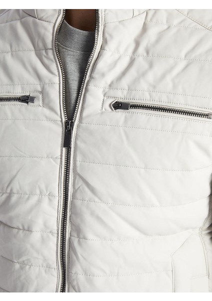 Yeni Sezon Standart Kalıp Dik Yaka Erkek Deri Görünümlü Mont modelleri