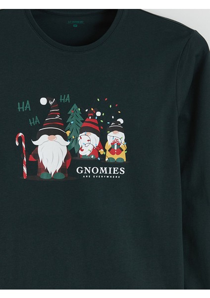 Yeni Sezon Bisiklet Yaka Uzun Kollu Yılbaşı Temalı Erkek Pijama Üst fiyatları