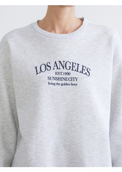 Yeni Sezon Los Angeles Baskılı Oversize Kadın Sweatshirt modelleri