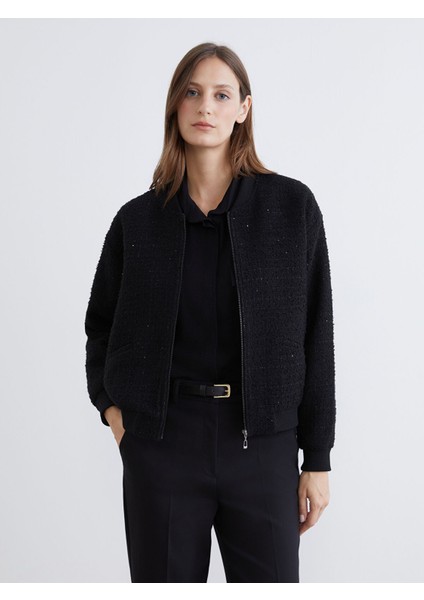 Yeni Sezon Kolej Yaka Payetli Kadın Tüvit Ceket