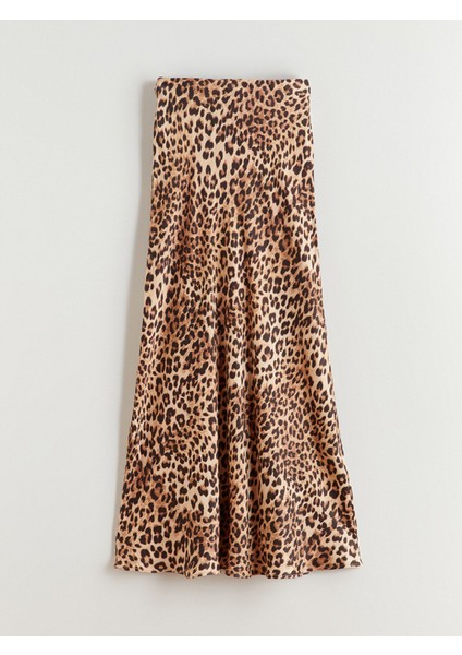 Yeni Sezon Beli Lastikli Leopar Desenli A Kesim Saten Etek indirimleri