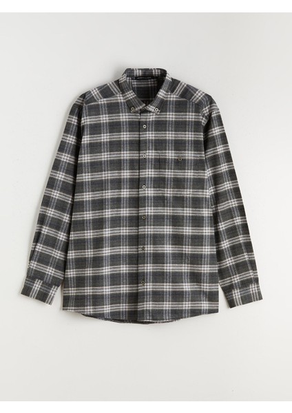 Yeni Sezon Regular Fit Uzun Kollu Ekose Gabardin Erkek Gömlek indirimleri