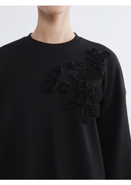 Yeni Sezon Bisiklet Yaka Çiçekli Kadın Sweatshirt Tunik modelleri