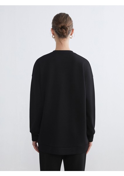 Yeni Sezon Bisiklet Yaka Çiçekli Kadın Sweatshirt Tunik fırsatları