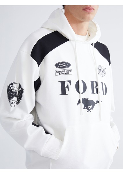 Yeni Sezon Ford Baskılı Kanguru Cepli Erkek Hoodie modelleri