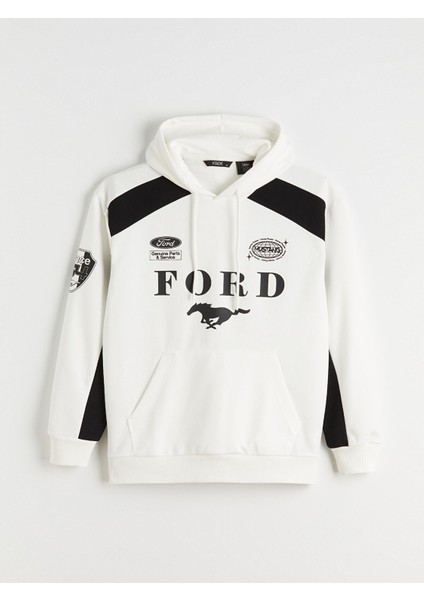Yeni Sezon Ford Baskılı Kanguru Cepli Erkek Hoodie indirimleri