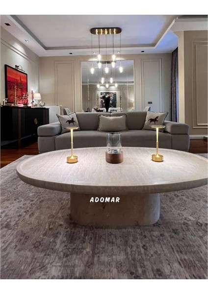 Doğal Mermer Tekerlekli Küp Orta Sehpa – 120X70X40 cm