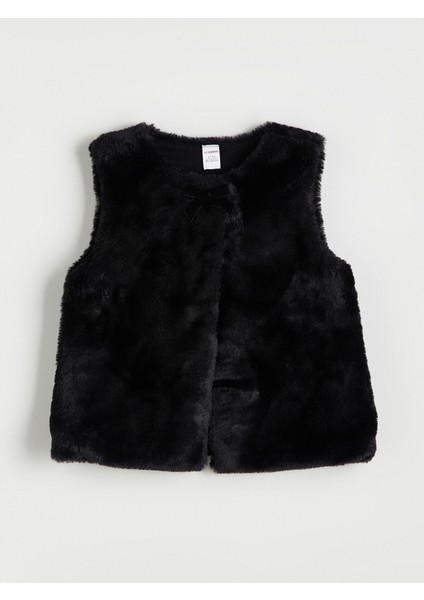 Yeni Sezon Bisiklet Yaka Suni Kürklü Kız Çocuk Yelek