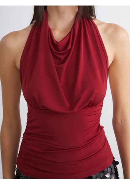 Yeni Sezon Dökümlü Halter Yaka Büzgülü Bluz modelleri