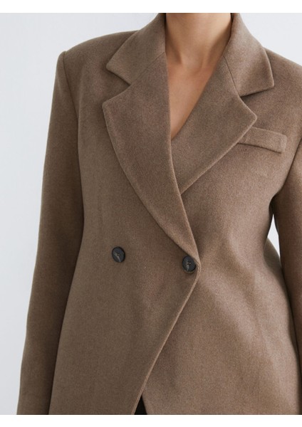 Yeni Sezon Kruvaze Yaka Kadın Kaşe Blazer Ceket modelleri