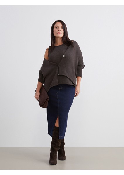 Yeni Sezon Dar Fit Yırtmaçlı Jean Etek