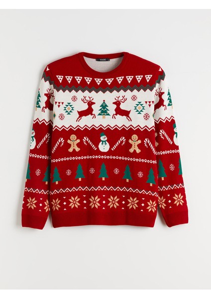 Yeni Sezon Bisiklet Yaka Yılbaşı Temalı Erkek Triko Kazak indirimleri