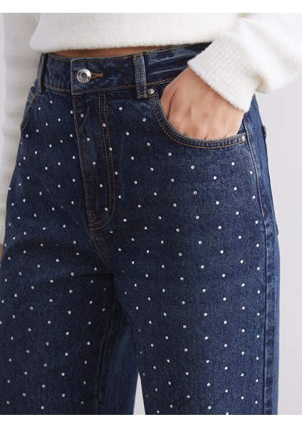 Yeni Sezon Wideleg Taşlı Kadın Jean Pantolon modelleri