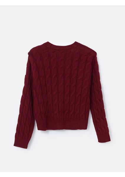 Yeni Sezon V Yaka Saç Örgüsü Desenli Kız Çocuk Triko Hırka fiyatları