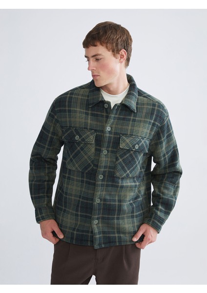 Yeni Sezon Rahat Kalıp Uzun Kollu Ekose Erkek Gömlek Ceket