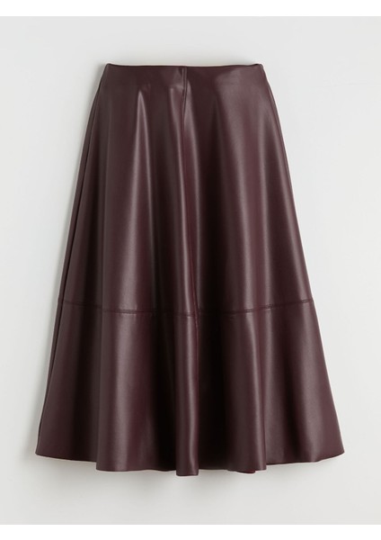 Yeni Sezon Beli Fermuarlı Deri Görünümlü A Kesim Etek indirimleri