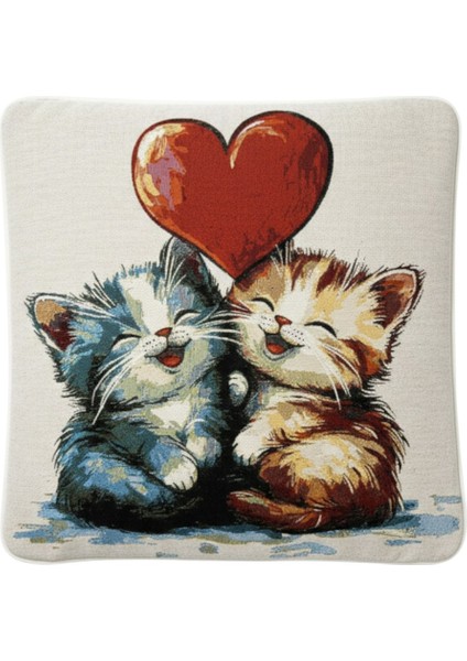 Jakarlı Dokuma Goblen Kırlent Kılıfı – 45X45 cm Biyeli ve Çift Taraflı Dekoratif Yastık