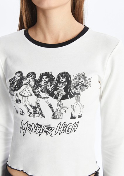 Yeni Sezon Monster High Baskılı Crop Kadın Tişört fırsatları