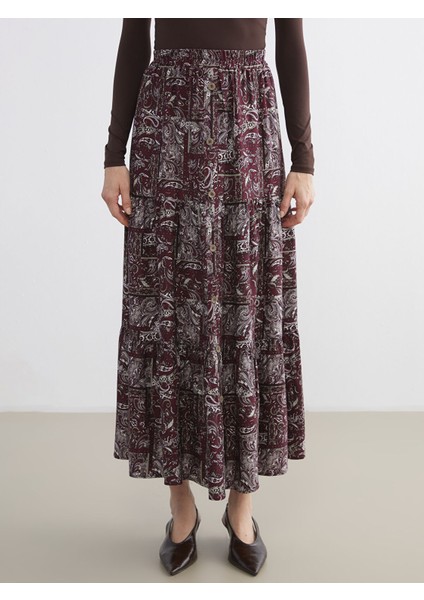 Yeni Sezon Beli Lastikli Desenli Kloş Etek fiyatları