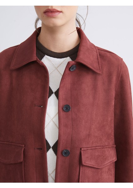 Yeni Sezon Gömlek Yaka Kadın Süet Görünümlü Ceket fırsatları