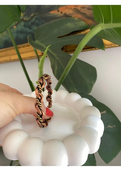 Parla Bakır Pirinç Karışımlı Burgu Bakır Bileklik-Yüzük Takım modelleri