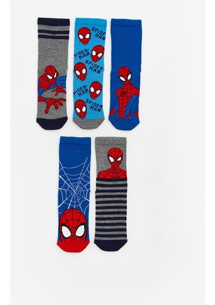 Yeni Sezon Spider-Man Desenli Erkek Çocuk Soket Çorap 5'li