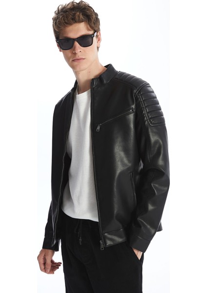 Yeni Sezon Slim Fit Erkek Deri Görünümlü Ceket