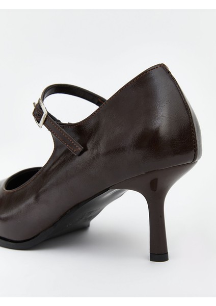 Yeni Sezon Deri Görünümlü Sivri Burun Kadın Topuklu Ayakkabı indirimleri