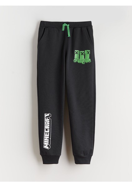Yeni Sezon Beli Lastikli Minecraft Baskılı Erkek Çocuk Jogger Eşofman Altı