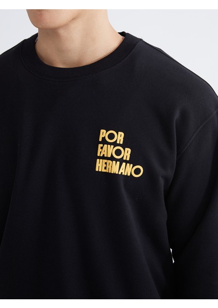 Yeni Sezon Bisiklet Yaka Baskılı Erkek Kalın Sweatshirt modelleri