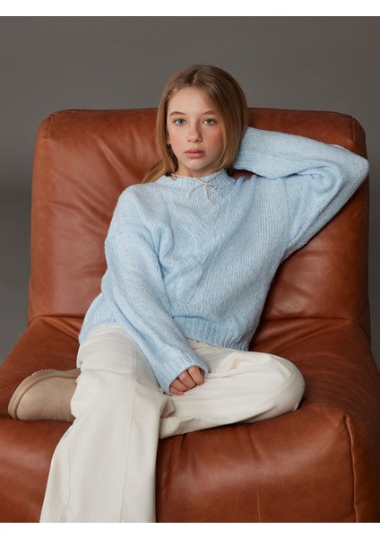 Yeni Sezon Bisiklet Yaka Kız Çocuk Triko Kazak