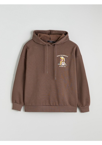 Yeni Sezon Winnie The Pooh Baskılı Oversize Kadın Kalın Hoodie