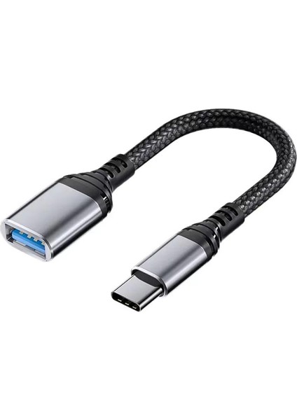 GA90 Type-C To USB 3.0 5gbps Hız Otg Adaptör Alüminyum Kasa Örgü Kablo I-Phone 15 ve Üstü