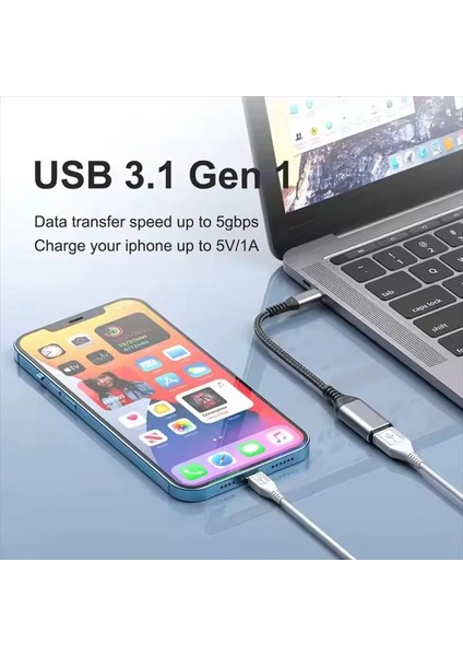 GA90 Type-C To USB 3.0 5gbps Hız Otg Adaptör Alüminyum Kasa Örgü Kablo I-Phone 15 ve Üstü fırsatları