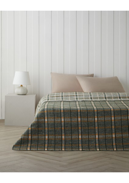 Plaid Tale Pamuk Akrilik Tek Kişilik Battaniye 150X200 cm Koyu Yeşil