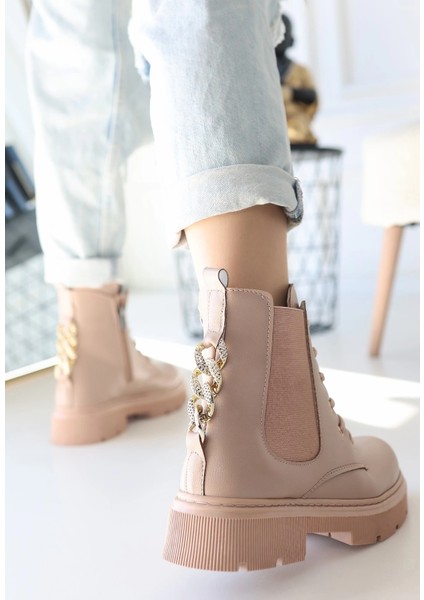 Yzlal Harte Nude Cilt Bağcıklı Bot (Numara: 37)