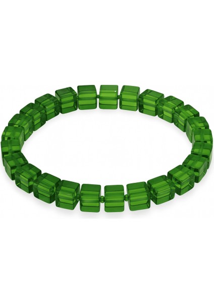 Zümrüt Yeşili Küp Kesim Doğal Damla Kehribar Erkek Bileklik