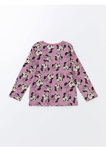 Yeni Sezon Bisiklet Yaka Minnie Mouse Baskılı Kız Bebek Pijama Takımı fırsatları