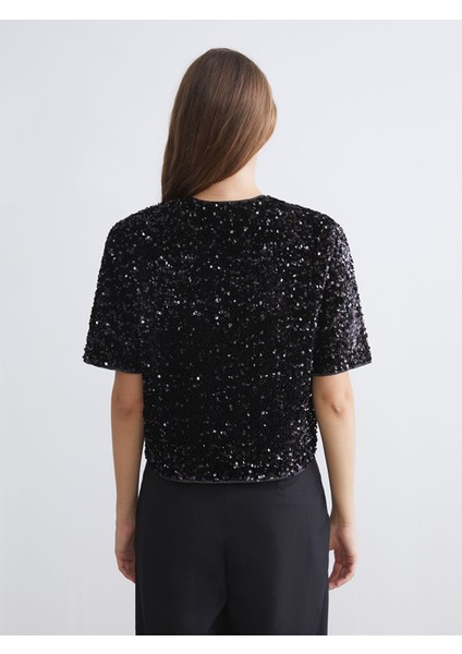 Yeni Sezon V Yaka Payetli Bluz fırsatları