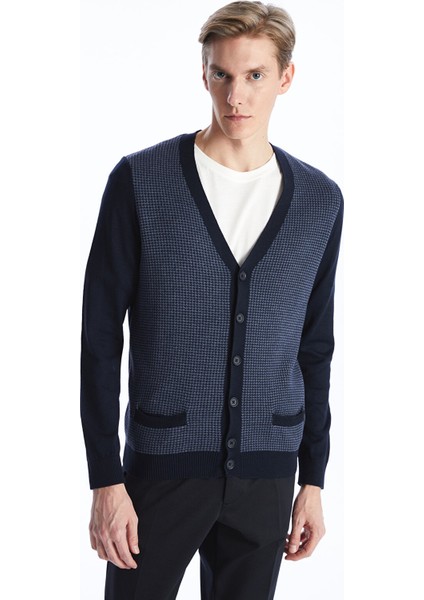 Yeni Sezon Standart Kalıp V Yaka Erkek Triko Hırka