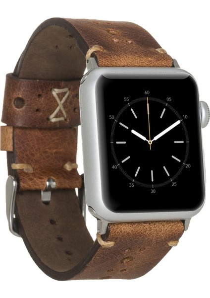 Apple Watch Uyumlu Deri Kordon 38-40-41MM Delikli Taba