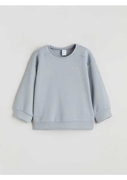 Yeni Sezon Bisiklet Yaka Basic Kız Çocuk Sweatshirt
