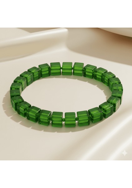 Zümrüt Yeşili Küp Kesim Doğal Damla Kehribar Erkek Bileklik indirimleri
