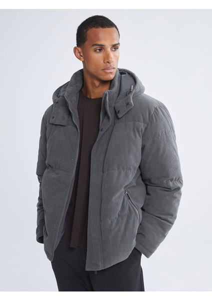 Yeni Sezon Rahat Kalıp Dik Yaka Kadife Erkek Şişme Mont