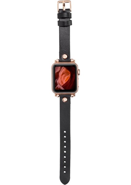 Apple Watch Uyumlu Deri Kordon 38-40-41MM Rt Rst1 Siyah modelleri