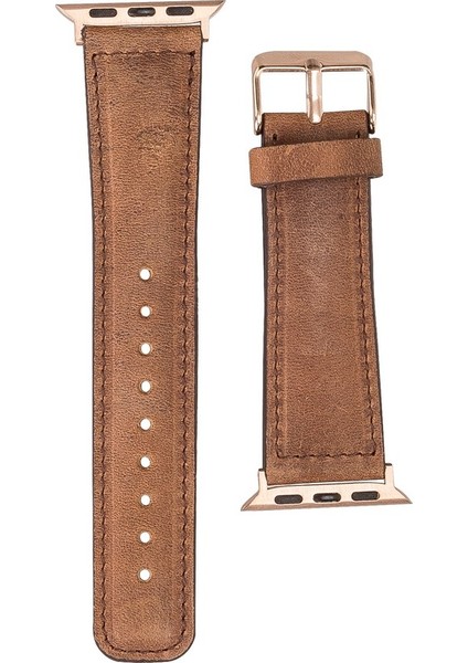 Apple Watch Uyumlu Deri Kordon 42-44-45MM G19 Taba modelleri