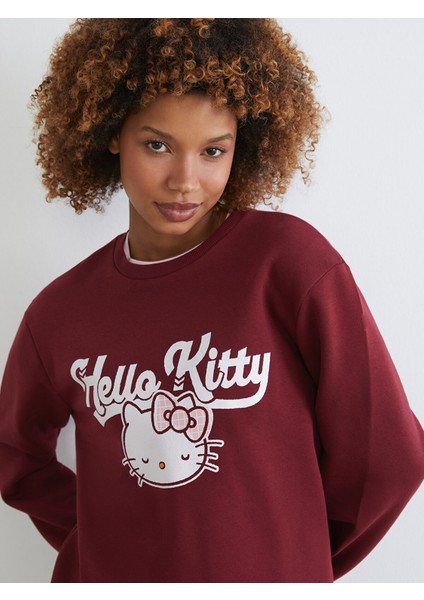 Yeni Sezon Hello Kitty Baskılı Kadın Kalın Sweatshirt